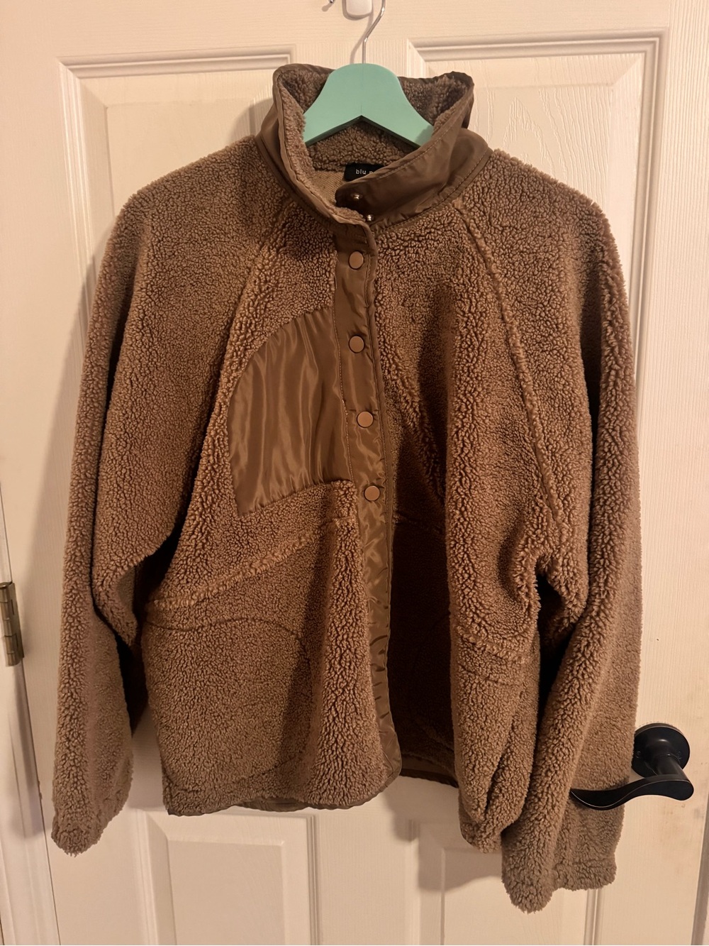 Blu Pepper Brown Teddy Sherpa Jacket with Snap Front